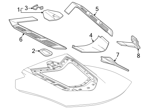 2024 Chevrolet Corvette Exterior Trim - Engine Lid MOLDING ASM-L/GATE PNL VENTILATING *CARBON FLASHT Diagram for 85557478