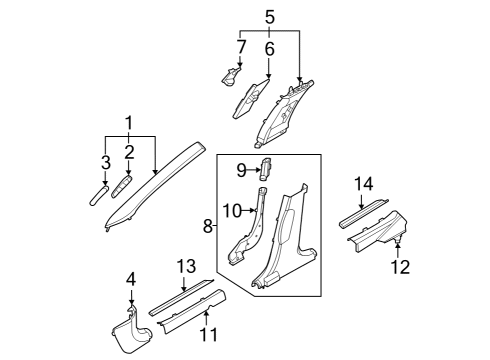 2022 Kia EV6 Interior Trim - Pillars DUCT ASSY-PILLAR, RH Diagram for 97065CV000