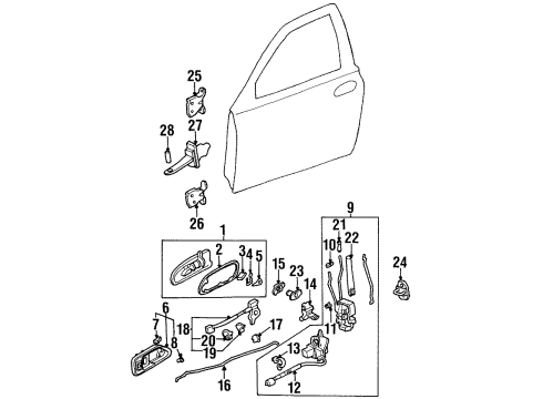 1995 Honda Accord Front Door - Lock & Hardware Clip, Harness Band (145.2MM) (Natural) Diagram for 91540-SV4-003