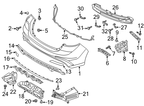 2018 Hyundai Elantra Rear Bumper Screw-Tapping Diagram for 1249305167B