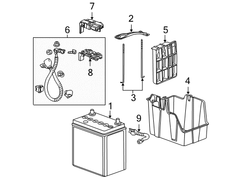 2010 Honda Insight Battery Box, Battery Diagram for 31521-TF0-000