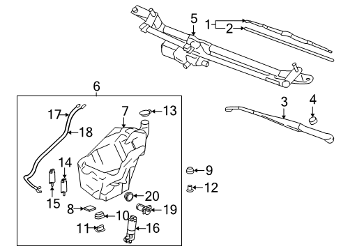 2006 Chevrolet Trailblazer EXT Wiper & Washer Components Reservoir Assembly Diagram for 15076408