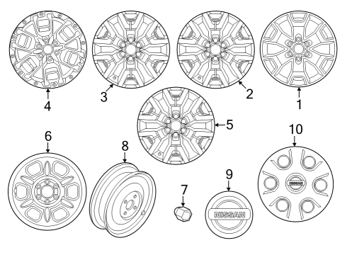 2024 Nissan Frontier Wheels, Covers & Trim Wheel Spare Diagram for 40300-ZP56A