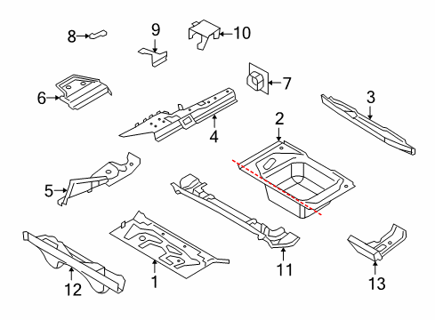 2016 BMW Z4 Rear Floor & Rails Frame Side Member, Rear Bottom Left Diagram for 41127225089