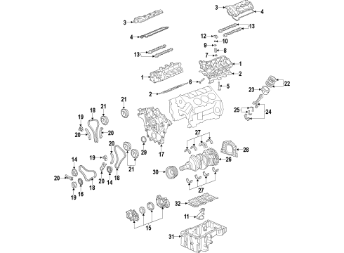 2012 Chevrolet Impala Engine Parts, Mounts, Cylinder Head & Valves, Camshaft & Timing, Variable Valve Timing, Oil Cooler, Oil Pan, Oil Pump, Crankshaft & Bearings, Pistons, Rings & Bearings Rear Mount Diagram for 22946377