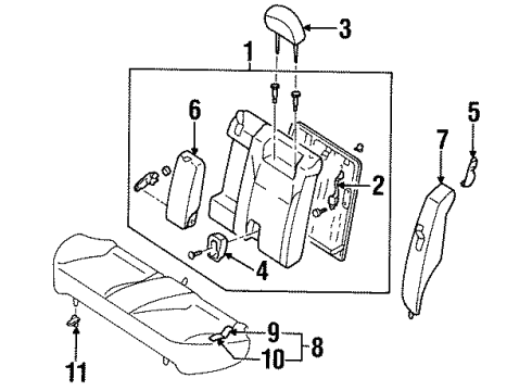 Infiniti 88305-79J00 Pad & Frame Assy-Cushion, Rear Seat