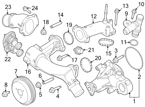 2023 Ford F-150 Water Pump Pulley Gasket Diagram for F1VY-8507-A