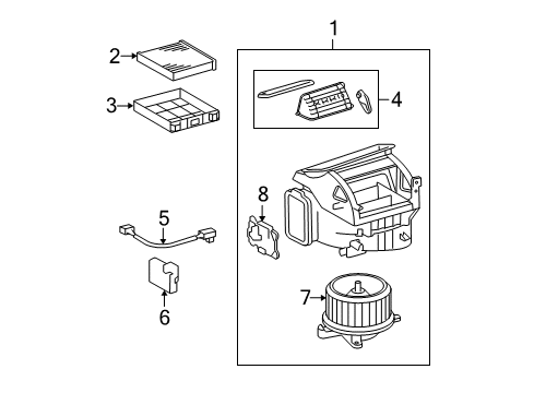 2009 Lexus IS350 Air Conditioner Blower Assembly Diagram for 87130-30811
