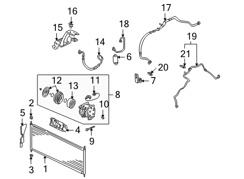 2000 Honda Insight A/C Condenser, Compressor & Lines Clutch Set, Magnetic Diagram for 38900-PHM-004