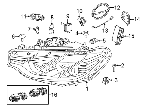 2017 BMW 430i xDrive Gran Coupe Headlamps, Headlamp Washers/Wipers Right Led Headlight Diagram for 63117478160