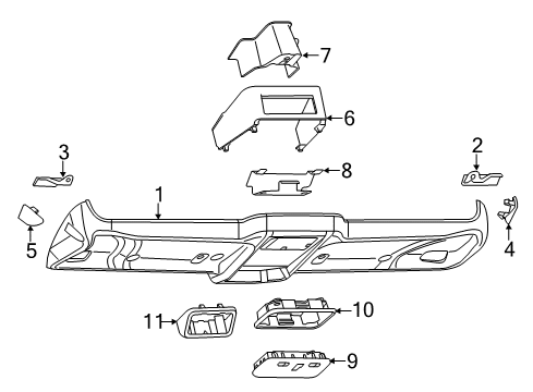 2021 Ram ProMaster 1500 Overhead Console Bracket Diagram for 68134319AA