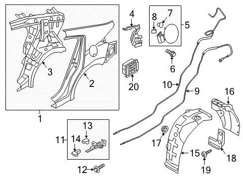 2017 Hyundai Elantra Quarter Panel & Components Rear Wheel Guard, Right Diagram for 86822-F2500
