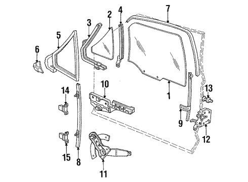1987 Ford Bronco II Door Glass & Hardware Regulator Diagram for F1TZ1023208A
