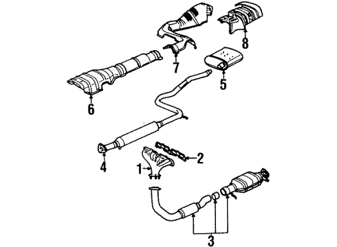 1997 Saturn SL2 Exhaust Components Shield, Exhaust Muffler Heat Diagram for 21013029