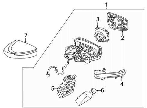 2022 Nissan Versa Outside Mirrors Glass - Mirror, RH Diagram for 96365-5SA0A