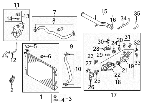 2013 Hyundai Santa Fe Powertrain Control Gasket-Radiator Reservoir Diagram for 254423S000