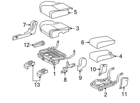 2011 Lexus RX450h Rear Seat Components Pad, Rear Seat Cushion, Center Diagram for 71614-0E020