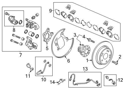 2022 Honda HR-V Anti-Lock Brakes Rear Caliper Sub-Assembly Diagram for 43019-T7W-A61