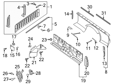 2018 Nissan Titan Front & Side Panels Grommet-Screw Diagram for 01281-00801
