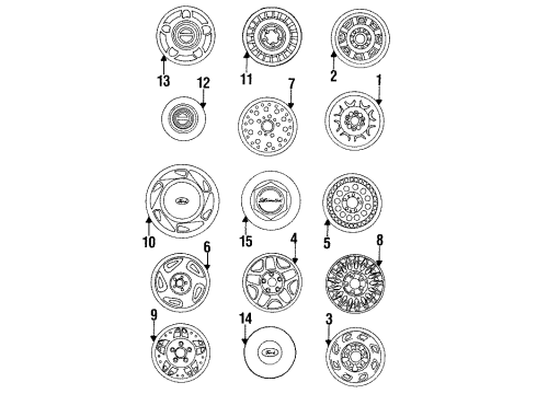 1991 Ford Explorer Wheels, Covers & Trim Wheel Diagram for E8TZ-1007-B