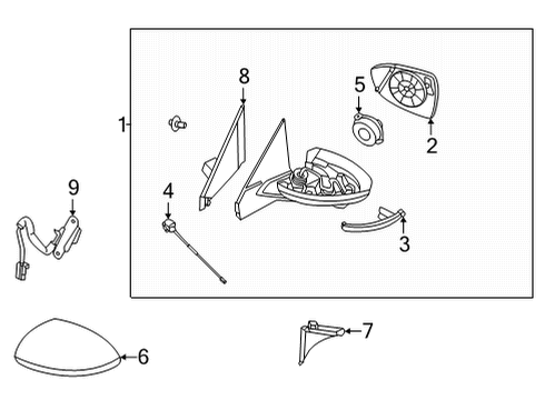 2021 Nissan Sentra Mirrors Glass - Mirror, RH Diagram for 96365-6LB3A