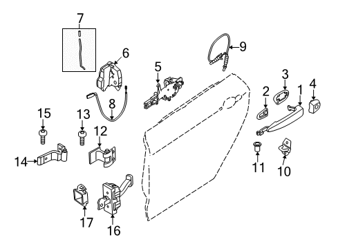 2019 BMW 440i Gran Coupe Rear Door Operating Rod, Door Rear Left Diagram for 51227309687