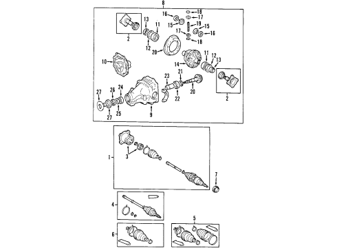 2002 Lexus RX300 Rear Axle, Axle Shafts & Joints, Differential, Propeller Shaft Outer Boot Diagram for 04439-22031