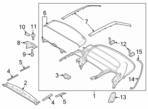 2024 Ford Mustang Frame & Components - Convertible Top Stabilizer Assembly Diagram for FR3Z-76440A30-A