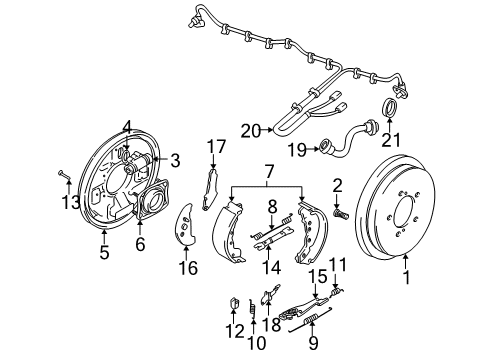1999 Chevrolet Tracker Brake Components Plate, Rear Brake Backing Diagram for 91174794