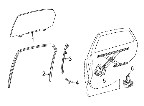 2015 Lexus RX450h Rear Door Run, Rear Door Glass Diagram for 68142-48052