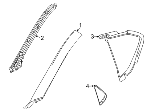 2021 Chevrolet Corvette Exterior Trim - Pillars Applique Panel Diagram for 84811061