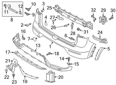 2018 Kia Niro Rear Bumper Nut-Plug Diagram for 84145-26000
