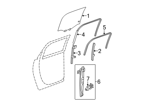2012 GMC Acadia Rear Door - Glass & Hardware Run Channel Diagram for 20939316