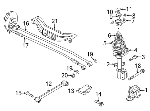 2002 Chevrolet Impala Rear Suspension Components, Stabilizer Bar Mount Diagram for 10398291