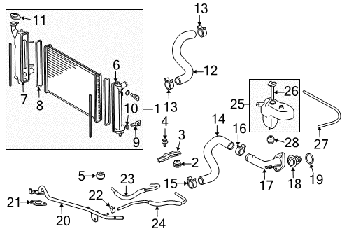 2006 Scion tC Radiator & Components By-Pass Pipe Gasket Diagram for 16258-0H010
