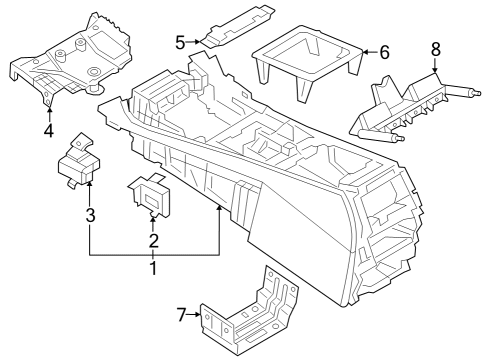 2020 BMW X6 Console CENTER CONSOLE, LEATHER Diagram for 51169495665