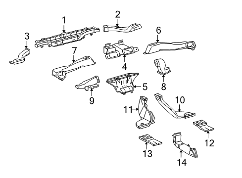 2017 Toyota 4Runner Ducts Outer Duct Diagram for 55843-35070