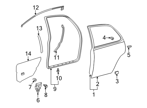2002 Lexus ES300 Rear Door Regulator Sub-Assy, Rear Door Window, RH Diagram for 69803-33040