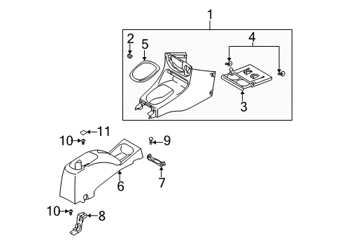 2002 Kia Rio Console FASTENER Diagram for KKY0668865B08