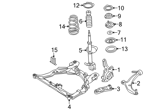 2004 Nissan Maxima Front Suspension Components, Lower Control Arm, Stabilizer Bar STRUT Kit Front LH Diagram for 54303-7Y426