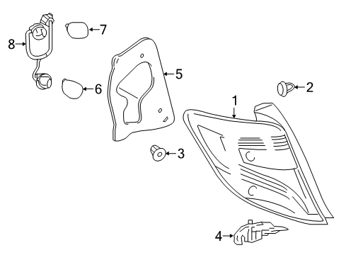 2016 Toyota Yaris Bulbs Tail Lamp Assembly Diagram for 815610D620