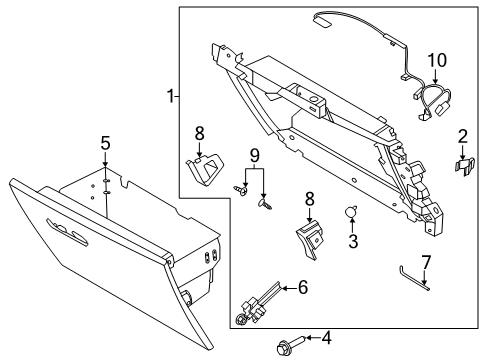 2020 Lincoln Aviator Glove Box Glove Box Lamp Diagram for LC5Z14A411B