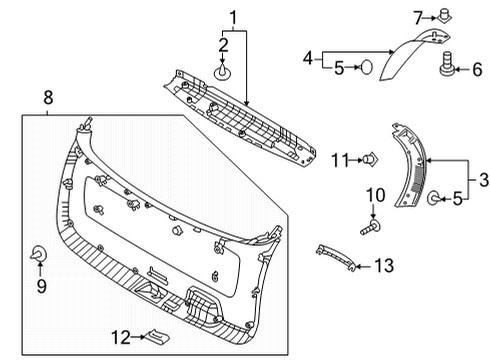 2022 Kia Sorento Interior Trim - Lift Gate Grip Handle-Tail Gat Diagram for 81751R5000WK