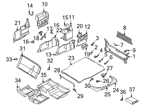 2000 BMW 750iL Interior Trim - Rear Body Expanding Rivet Diagram for 51498166702