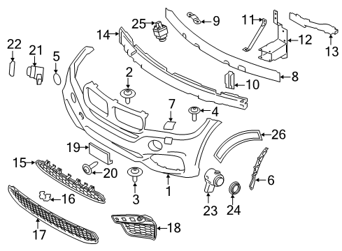 2015 BMW X5 Parking Aid Oval-Head Screw With Anti-Rotation Lock Diagram for 07147275179
