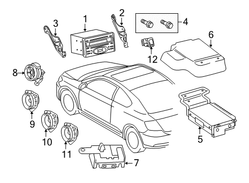 2013 Scion tC Sound System Radio Mount Bracket Diagram for 8621221050