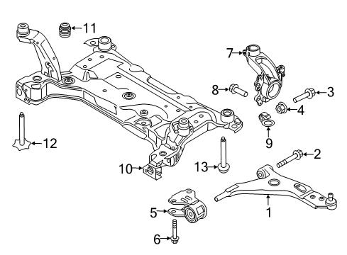 2019 Ford Escape Front Suspension Components, Lower Control Arm, Stabilizer Bar Engine Cradle Insulator Diagram for 8V4Z5A103B