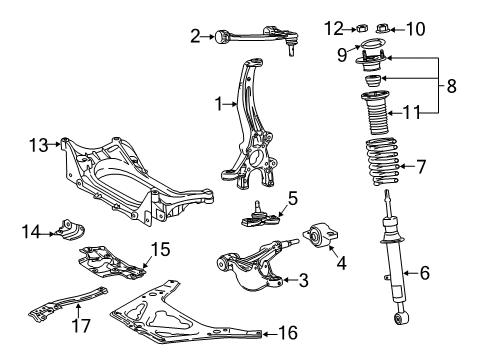 2019 Lexus GS F Front Suspension Components, Lower Control Arm, Upper Control Arm, Stabilizer Bar Protector, Front Suspension Diagram for 5121924020