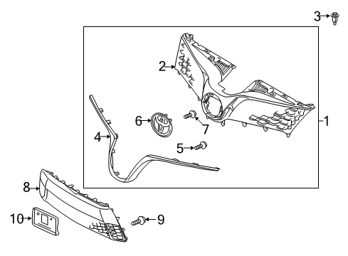 2020 Toyota Sienna Grille & Components Cover Diagram for 5311108150