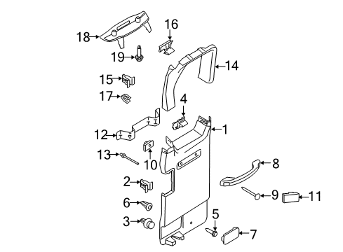 2017 Ford Transit-350 Interior Trim - Side Loading Door Pull Handle Screw Diagram for W502665S437M